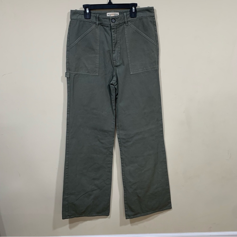 Nili Lotan Quentin Cargo Pants Admiral Green Cotton Twill Size 8